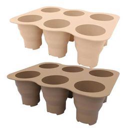 Planters Pots 3pcs silicone nursery durable foldable seed tray drainage hole flower pot household garden flower pot starter kitQ240517