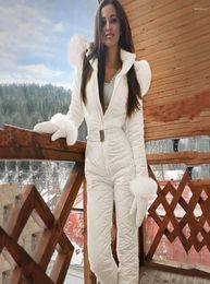 Women039s Down Fashion One Piece Ski Jumpsuit Casual Thick Winter Warm Woman039s Snowboard Skisuit Outdoor Sports Skiing Pan9984247
