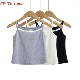 Women's Tanks Y2K Spice Girl Vintage Grey Lace Camisole White Summer Vest Black Sexy Inner Top