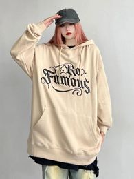 Women's Hoodies Hooded Graphic Top Woman Clothing Text Letter Printing Brown Sweatshirt Dropshiping Korean Streetwear Y2k M
