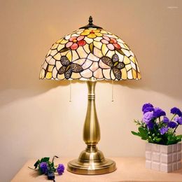 Table Lamps European Mediterranean Bedside Lamp Bedroom 12-inch Flower Butterfly Shell Nordic Night Light