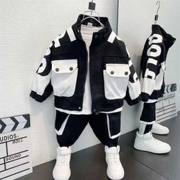 Clothing Sets Boys clothing set jacket set spring/summer clothing childrens sportswear set boys baby jacket pants two-piece set 2024 new model Q240517