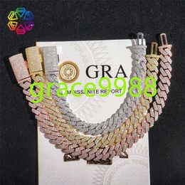 designer cuban necklace pass diamond test 10 12 14 mm wide gra moissanite diamond 18k gold sterling silver cuban link chain for men hip hop necklace