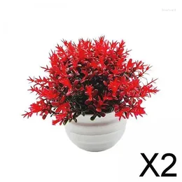 Decorative Flowers 2xFake Plant In Pot Po Props Faux Bonsai For Farmhouse Room Indoor Bedroom