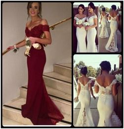 Elegant Wine Red Evening Dresses Charming Cap Sleeve Mermaid Women Formal Dresses 2016 Vestidos de Festa Long Bridesmaid Dresses2856909