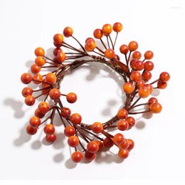 Decorative Flowers 8cm Small Wreath Candle Ring For Halloween Thanksgiving Day Decoration Orange Berries Pumpkin Autumn Ornament