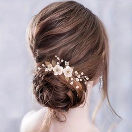 Hair Clips Trendy Flower Pearl Comb Clip Pin Headband For Women Crystal Haircomb Bridal Weeding Accessories Jewelry