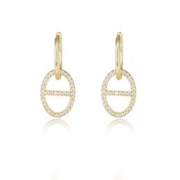 Stud popular designer nose drop down Huggies earrings 925 Sterling silver 14k gold plated Cubic Zircon Earrings for women girls Q240517