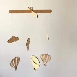 Decorative Figurines Ins Air Balloons Wooden Wind Chime Baby Kids Bedroom Decor Outdoor Wall Hanging Ornaments Nordic Home Wood