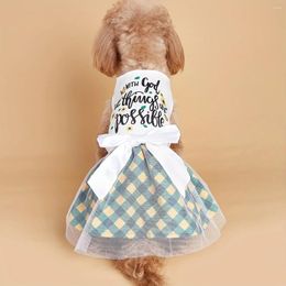 Dog Apparel Dress Girl Sleeveless Clothes Plaid Pet Pink Bowknot Cat Clothing Puppy Dresses Attire Spring Summer
