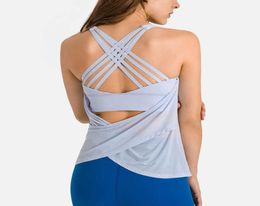 Cross Strap Women039s Tank Tops Sports Bra Cover Up Two Piece Back Set for Versatile Running Fitness Yoga Shirt Gym Clothes Cas6705988