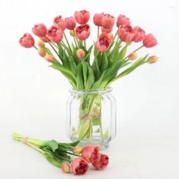 Decorative Flowers Artificial Flower Silicone Tulip Real Touch Bouquet 39CM Luxury Home Living Room Fake Plant Arrangement