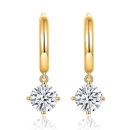 Stud 0.5ct Mosilicone Gold Plated S925 Silver Earrings for Womens Engagement Studs Simple Wedding Jewellery Q240517