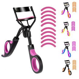 Eyelash Curler 11 pieces/batch eyelash curler eye shadow cosmetics eyelash curler 1Pc handle+10 silicone replacement pad curling tool Q240517