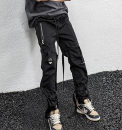 High Street Pockets Side Zipper Cargo Pants Mens Oversized Overalls Loose Hip Hop Casual Trousers4615229