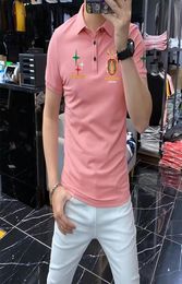 2022 Summer New Men039s Polo Shirt Heavy Craft Embroidery Love Letter Design Western Popular Cotton Blending Short Sleeve Led P3213778