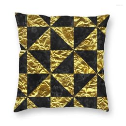 Pillow Triangle Black Marble And Gold Foil Cover Sofa Living Room Metal Abstract Pattern Square 45x45cm