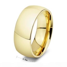Whole Never Fading Classic Wedding Rings 8mm Yellow Gold Filled 316L Titanium Steel Rings For Men And Women Jewellery Size 4145420576