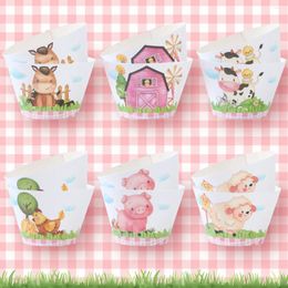 Party Supplies Farm Animal Cupcake Wrapper Toppers Holder Stand Themed Wedding Baby Shower Birthday