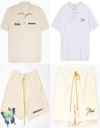 Brand Designer t Shirt 2022 Arrival Khaki White Embroidery Men Tshirt Set Shorts Suit1061401