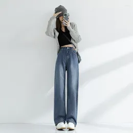 Women's Jeans Woman Denim 2024 Spring Summer Casual Outfits High Waist Straight Leg Pants Korean Fashion Style Vintage Blue Jean Trouser