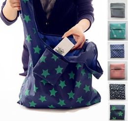 6styles Foldable Reusable Shopping Bags Eco Storage Grocery bags star stripe Dot printed Shopping Tote Handbag 5335cm FFA7616817106