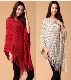 Fashion knit ponchos Leisure Cardigan Knitting Coat lady Batwing Cape Poncho shawl wraps Cardigan Sweater 36083997968