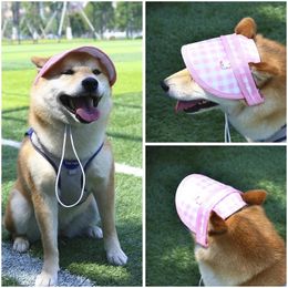 Dog Apparel Summer Pet Hat With Ear Holes Sunscreen Baseball Cap Adjustable For Small And Medium Dogs Outdoor Hiking Pets Products