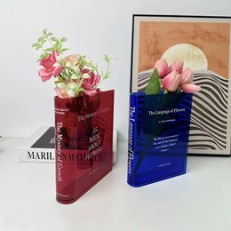 Vases European Style Aesthetic Room Decoration Creatvie Book Shape Acrylic Flower Vase Ins Fashion Colorful Desktop Decor Special Gift