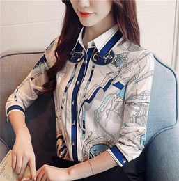 Women039s Blouses Shirts Print Chiffon Blouse Women Long Sleeve 2021 Korean Kimono Cardigan Office Work Womens Tops And5321052