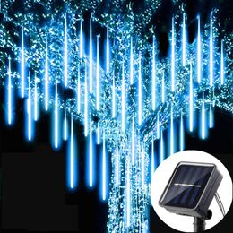 Solar LED meteor shower light holiday string light waterproof fairy garden decoration outdoor LED street garden Christmas decoration 240518