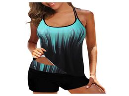 Sexy Bikini Women Plus Size Print Strappy Back Tankini Set Two Piece Swimsuits Swimdress Komplety Damskie Kostium Kapielowy Y Wom4076415