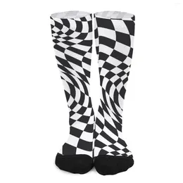 Women Socks Abstract Striped Black And White Geometric Casual Stockings Girls Medium Soft Running Sports Autumn PatternSocks