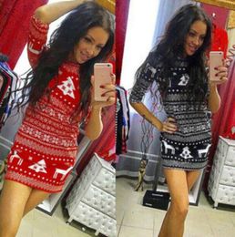 Women Slim Vintage Jumper Dresses Female Christmas Sweater Pullover Knitwear Long Tops Dress Outfits Plus Size Autumn Winter Fashi6508111
