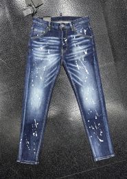 2024 New Men Jeans Hole Light Blue Dark Grey Italy Brand Man Long Pants Trousers Streetwear denim Skinny Slim Straight Biker Jean for D Top quality 28-38 Size DS D 9912