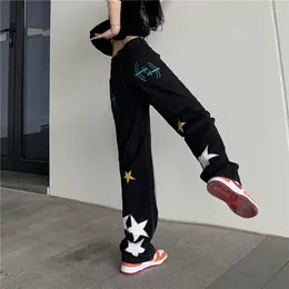 Women's Jeans American Star Print Women's Autumn High Street Ins Fashion Waist Straight Wide Leg Pants Loose Trousers