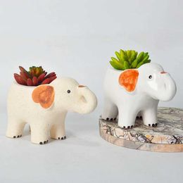 Planters Pots Cute Elephant Flower Pot Ceramic Succulent Pot Animal Planter Home Decor Desktop Ornaments Bonsai Plant Pot Garden Decoration J240515