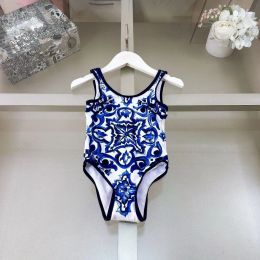 Kids Girls Vintage Floral One Peices Swimsuits Fashion Designer Baby Girl Beach Bikini Swimming Classic Letter Bikinis Childrens Clothes