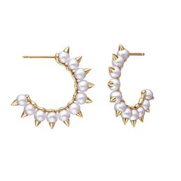 Stud Gothic Punk Rivet Pearl Stud C-shaped Earrings for Women Luxury High Quality Jewellery Personality 2021 New Trends Dangerous Tribe Girl Gifts Q240517