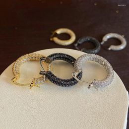 Hoop Earrings European And American Light Luxury Retro Full Zirconia Circle High-end Temperament For Women Jewelry