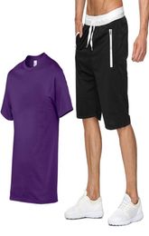 mens short sleeve men slim fit tshirt casual sports suit fivepoint shorts tshirt mens fashion clothing8644441