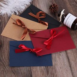 Gift Wrap 50pcs/lot Ribbon Envelope 250g Pearlescent Paper Envelopes Business Supplies For Wedding Invitations Packaging