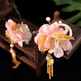 Hair Clips Flower Clip Pearl Tassel Side Pin For Girls Hanfu Party Chinese Style Wedding Accessory Headpiece Fairy Head Jewellery