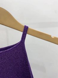 Casual Dresses Efatzp Summer Women Sexy Dress Purple Bright Sense Of Knitted Halter Mini France 2024