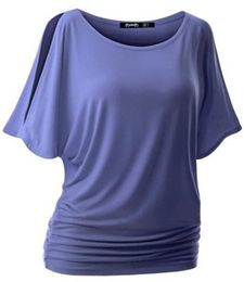 Summer Women Top Sexy Oneck With 10 Colour Batwing Dolman Sleeves Female Cotton T Shirt S5XL Size Lady Wear6630021