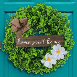 Decorative Flowers Artificial Farmhouse Colorful Cottage Wreath Spring Summer Garland Door Wedding Festival Party Home Decor