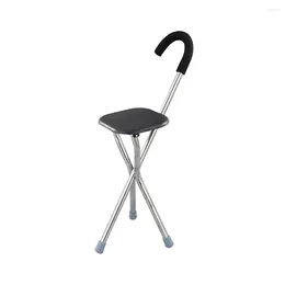 Camp Furniture Folding Cane Seat Three Legged Stainless Steel Portable 260kg Capacity Chair Crutch Travel For Elderly