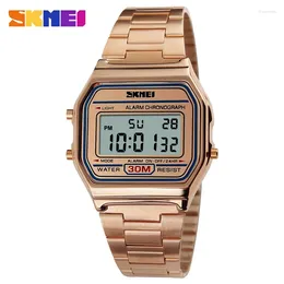 Wristwatches SKMEI Fashion Stainless Steel Relojes Masculino Waterproof Men LED Digital Watch Casual Sport Watches