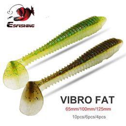 Baits Lures ESFISSHING Pesca Artificial Silicone Soft Bait Vibration Fat 65100125mm Fish Flavour Injection Heavy Salt Iscas Wobblers Fishing LuesQ240517