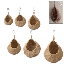 Storage Bags Wall Hanging Vegetable And Fruit Basket Natural Wicker Woven Kitchen Table Dry Shelf